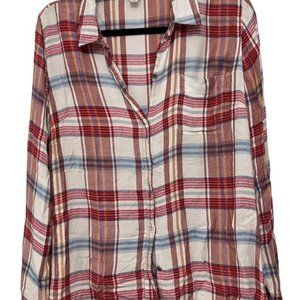 Lucky Brand Lightweight Soft Vintage Plaid Bungalow Button Up Women's Flannel